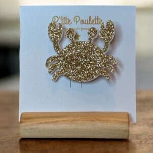 Broche crabe pailletée – création artisanale française P’tite Poulette