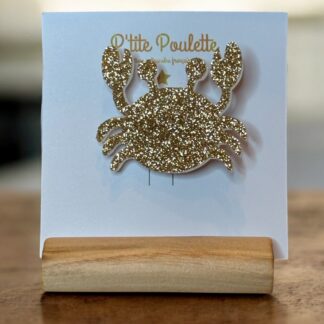 Broche crabe pailletée – création artisanale française P’tite Poulette