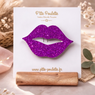 Broche bouche pailletée – Création artisanale française