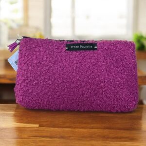 Trousse en bouclette rose – création artisanale française P’tite Poulette