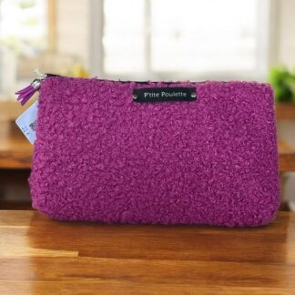 Trousse en bouclette rose – création artisanale française P’tite Poulette