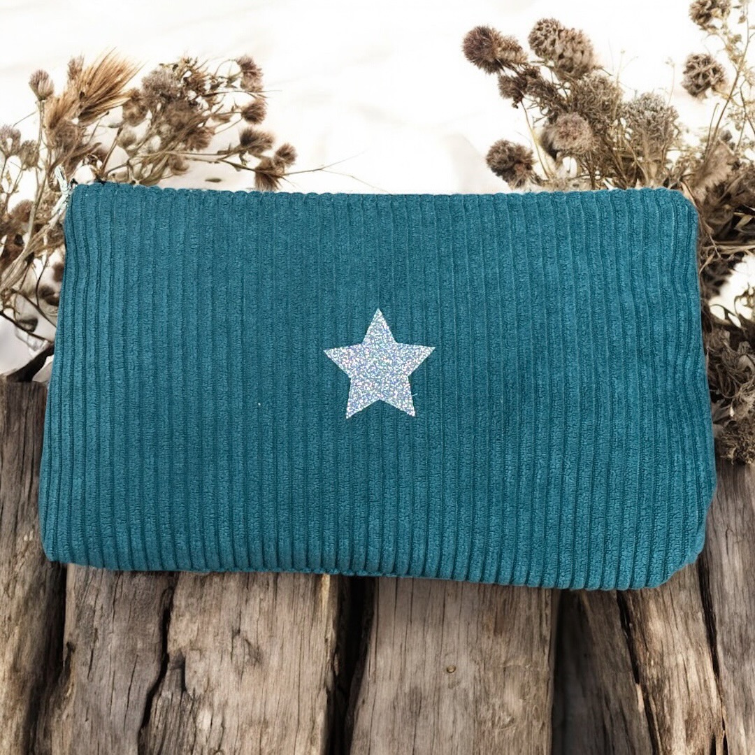 trousse en velours côtelé fait main