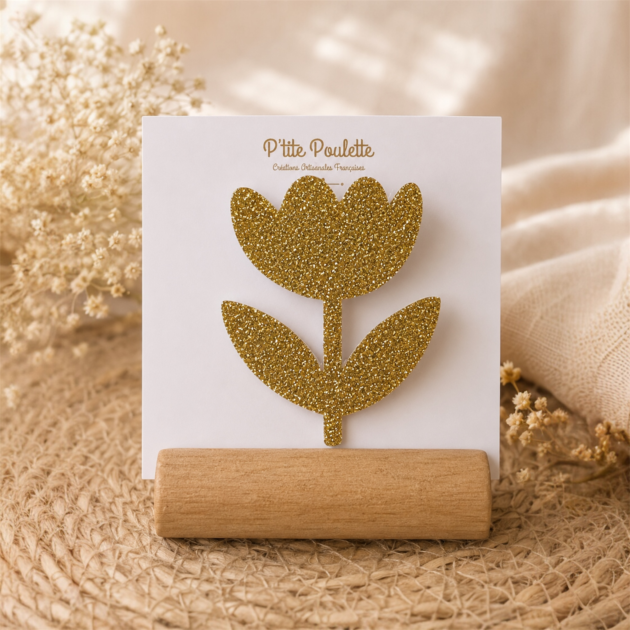 Broche tulipe pailletée – Création artisanale française