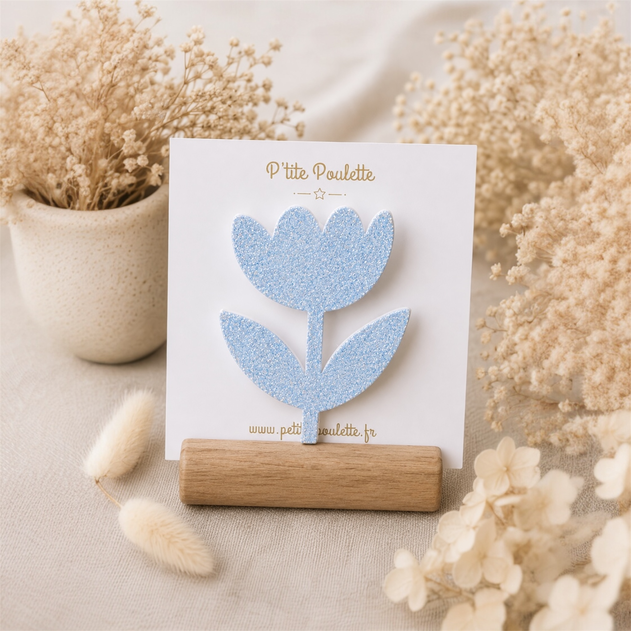 Broche tulipe pailletée – Création artisanale française – Image 4