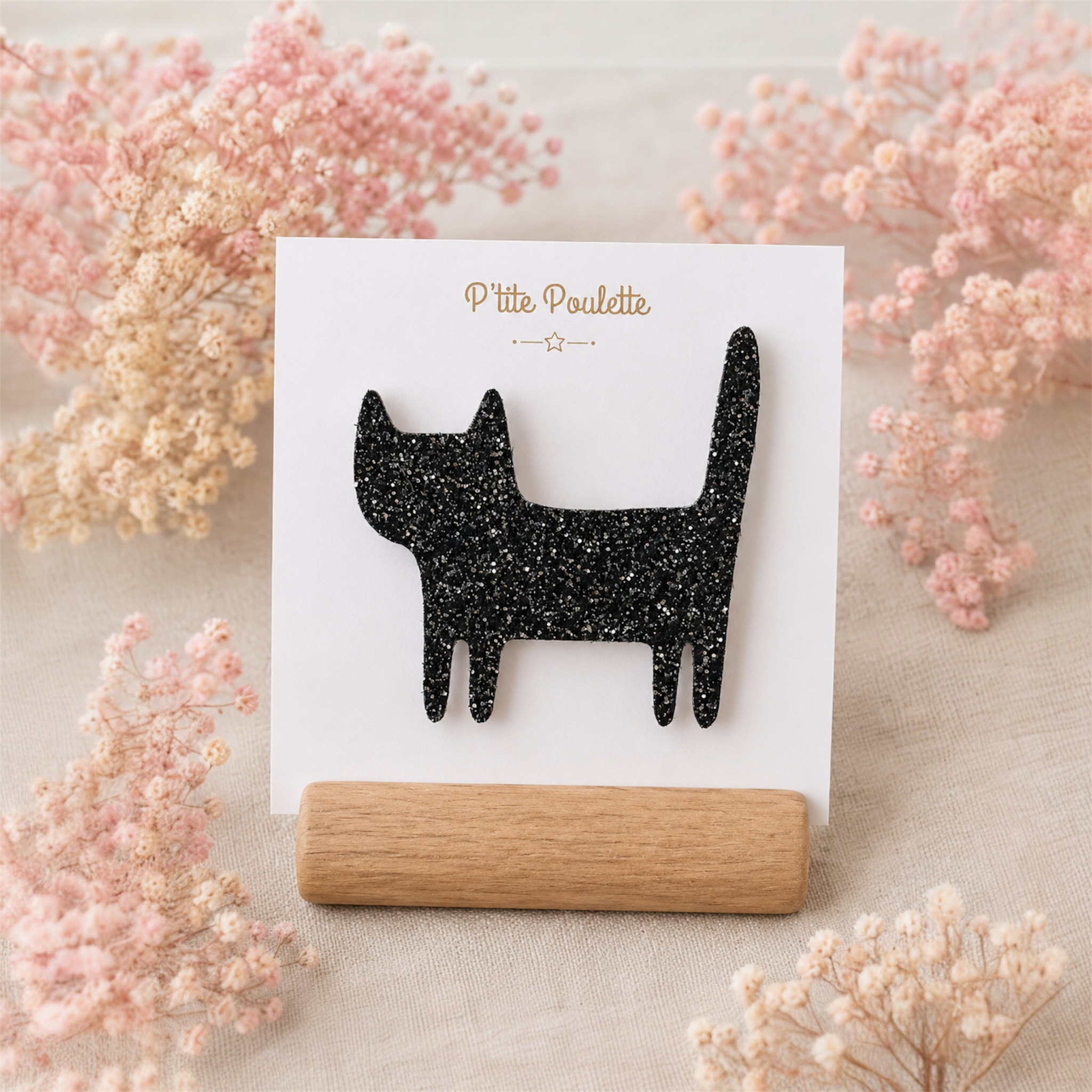 Broche chat pailletée – Création artisanale française