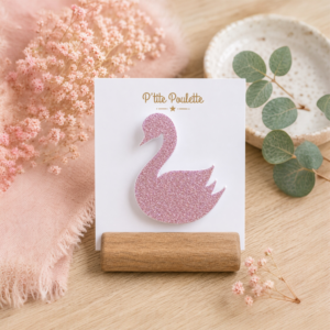 Broche cygne pailletée – Création artisanale française