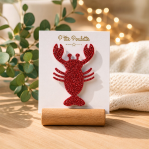 Broche pailletée homard