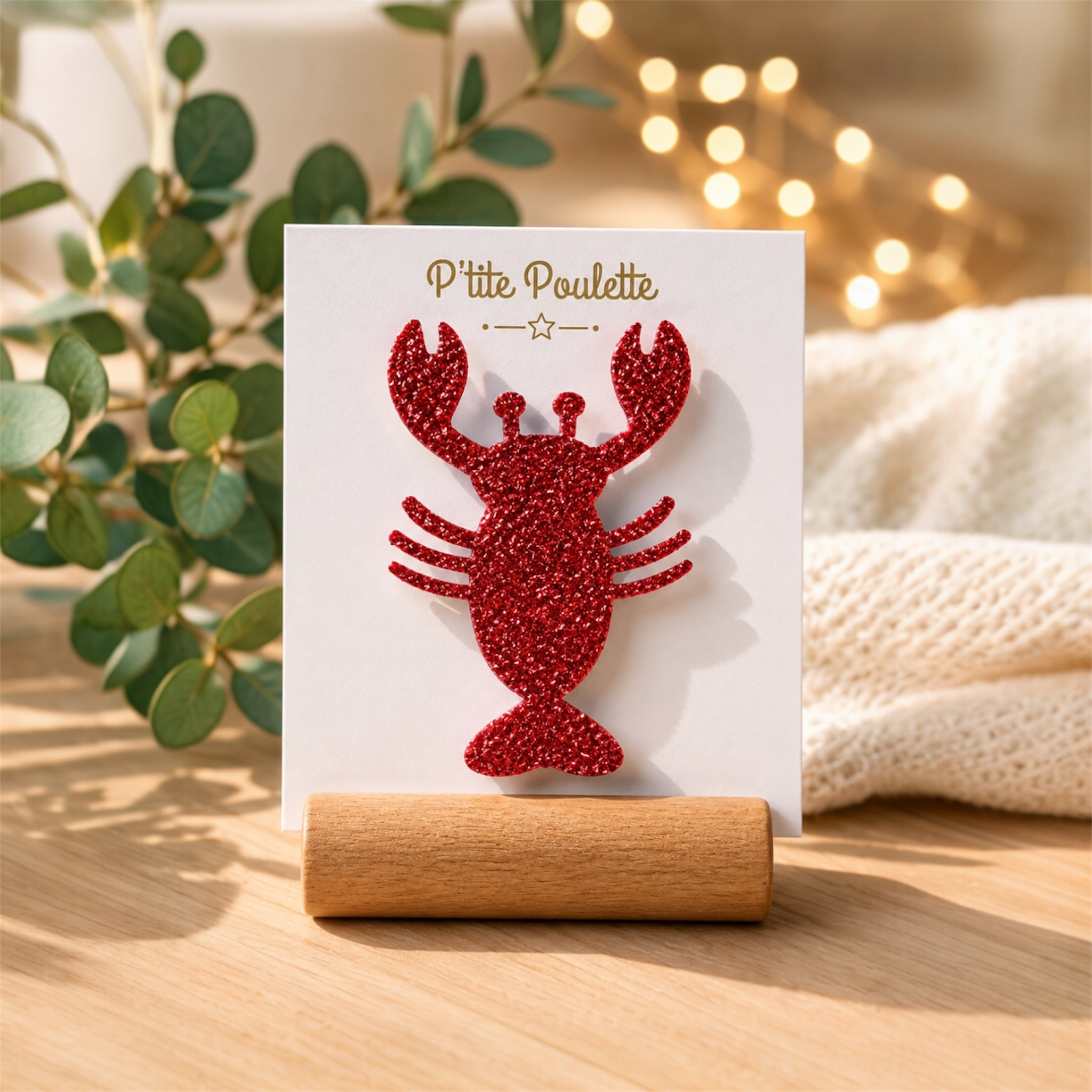 Broche pailletée homard