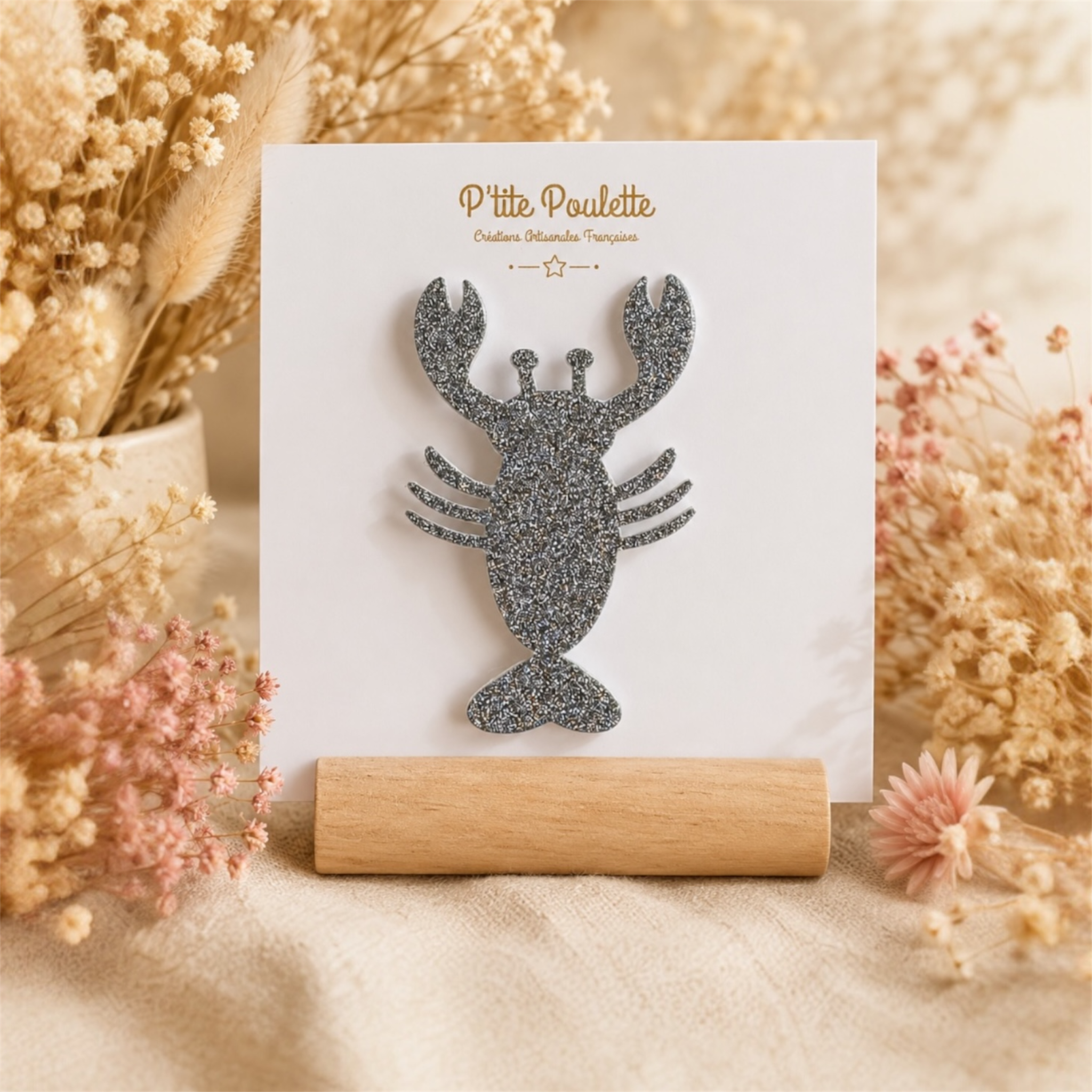 Broche homard pailletée – Création artisanale française – Image 3